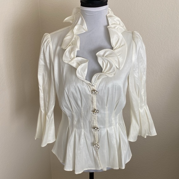 Dressy Evening Blouse with Ruffled Top - Picture 1 of 4